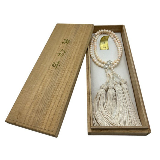 本珊瑚 念珠 数珠 仏具 女性用 葬式 御念珠 中古 W４