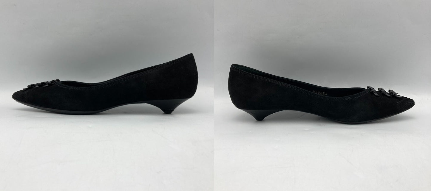 LOUIS VUITTON ルイヴィトン ポインテッドトゥ ローヒール パンプス サイズ37 ブラック 中古 D4