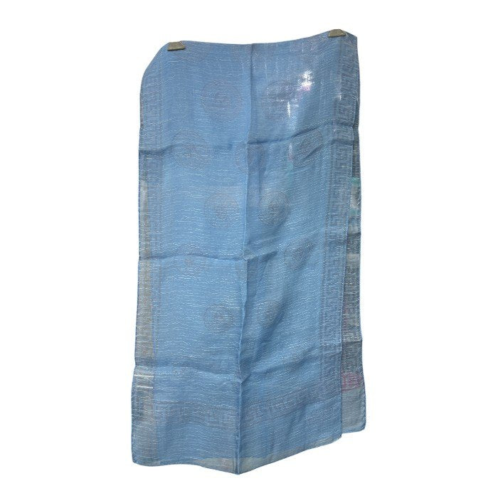 GIANNI VERSACE ジャンニ ヴェルサーチ ストール シルク ブルー レディース 小物 総柄 中古 W４