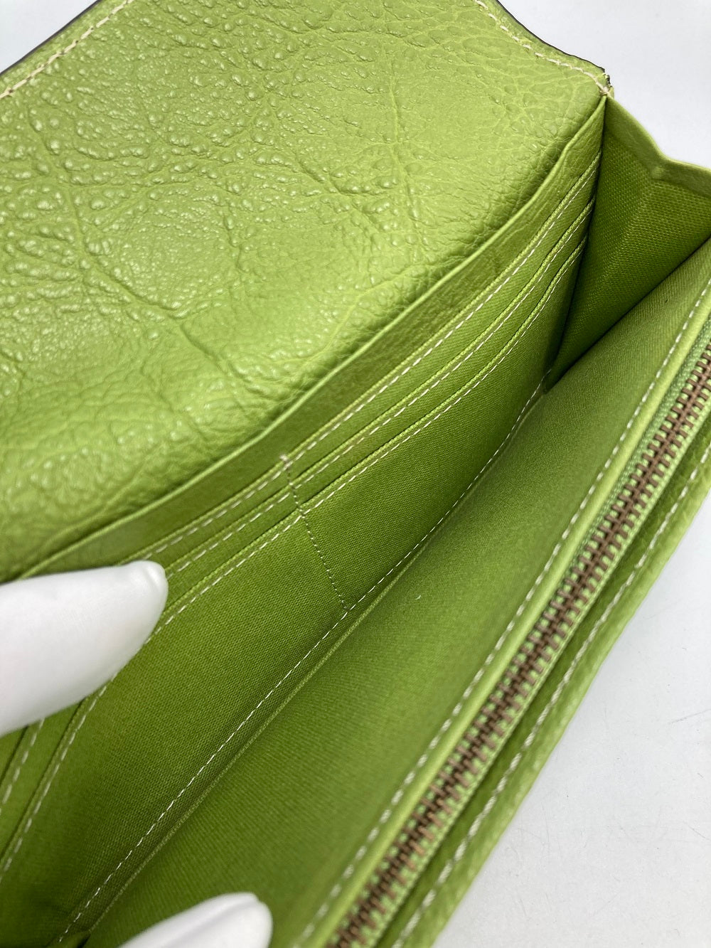 SERRATURA セッラトゥラ レザー 長財布 かぶせ蓋 ホック メンズ グリーン 中古 4