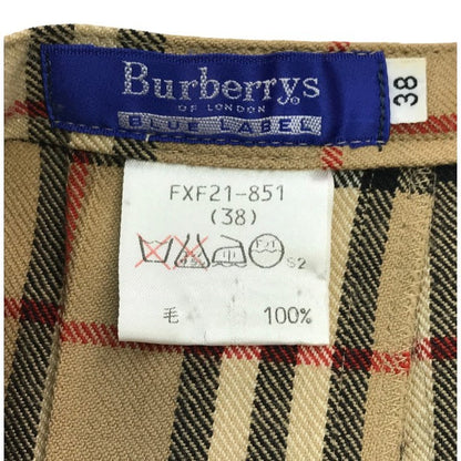 BURBERRY BLUELABEL バーバリー ブルーレーベル ラップスカート レディース ウール ミニ丈 ノバチェック プリーツ 巻きスカート ベージュ 38サイズ FXF21-851 中古 T1