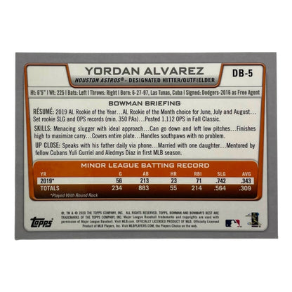 TOPPS MLBカード BOWMAN'S BEST YORDAN ALVAREZ HOUSTON ASTROS #DB-5 中古 IT2