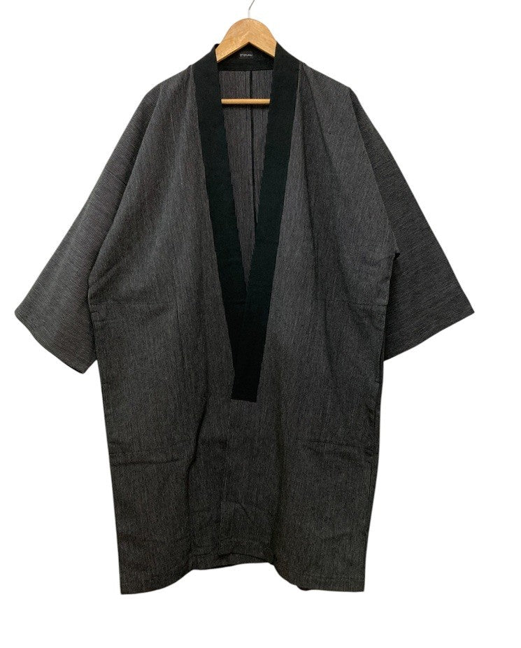 臼井織布 伊勢木綿の長半纏 フリーサイズ メンズ 中古 D4