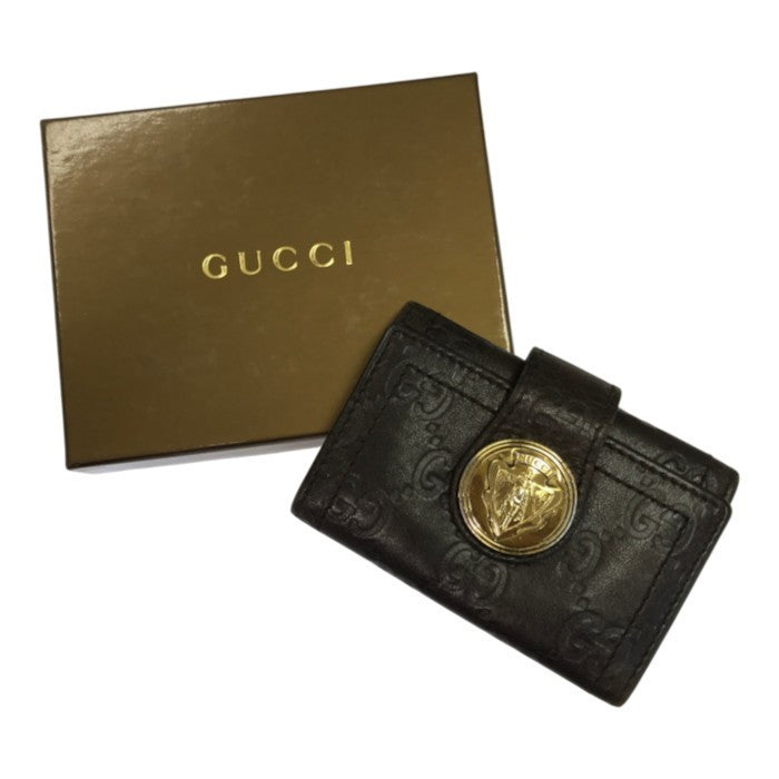 GUCCI グッチ グッチシマ 6連キーケース ユニセックス レザー エンボス 金エンブレム ラウンドプレート ブラウン 190357 0959 中古 T1