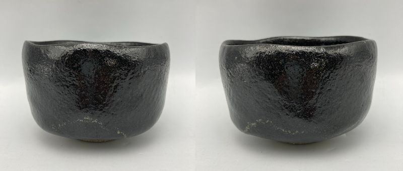 京焼 高台寺窯 白幕釉 黒楽 黒茶碗 中古 D4