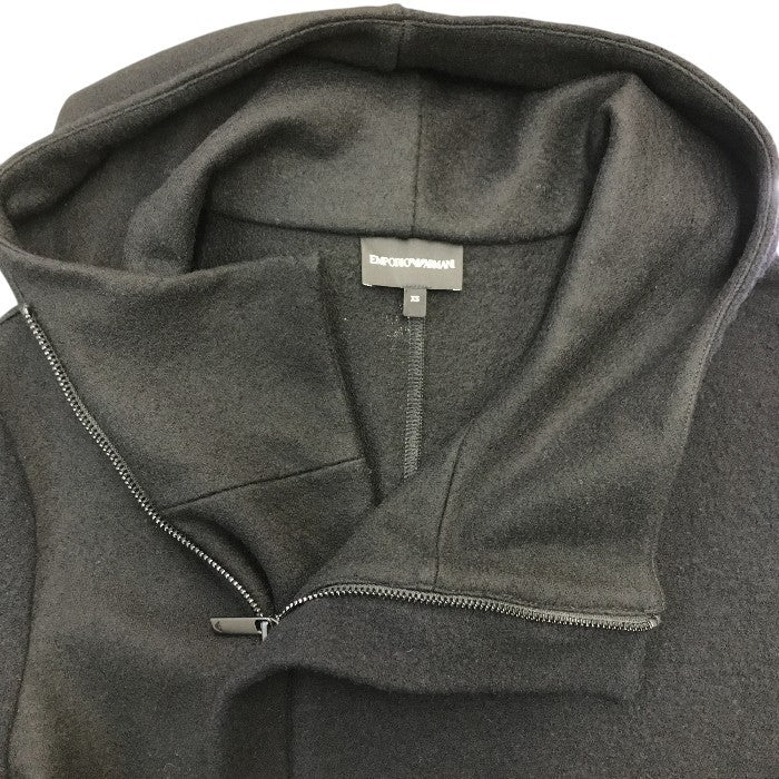 EMPORIO ARMAN エンポリオアルマーニ ブルゾン メンズ フルジップ ジャケット フード ウール ブラック XSサイズ 6K1B6P 1JT5Z 中古 T1