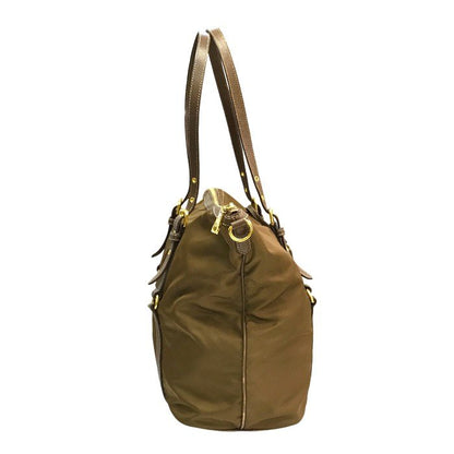PRADA プラダ ショルダーバッグ レディース 2way ナイロン トート 三角プレート カーキ/ブラウン BR4253 中古 T1