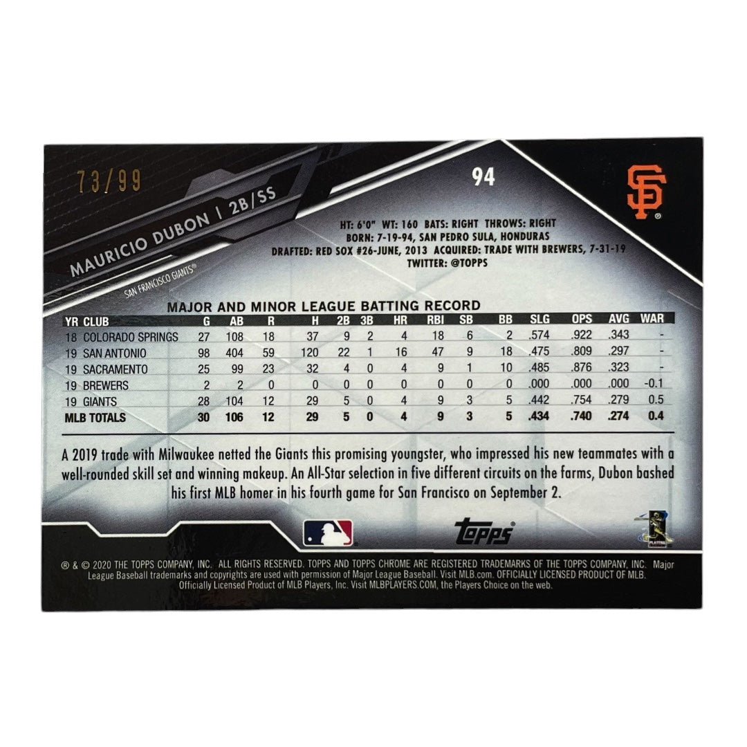 TOPPS MLBカード CHROME MAURICIO DUBON SAN FRANCISCO GIANTS /99 #94 中古 IT2