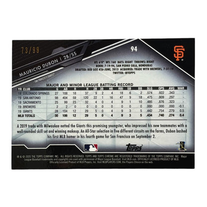 TOPPS MLBカード CHROME MAURICIO DUBON SAN FRANCISCO GIANTS /99 #94 中古 IT2