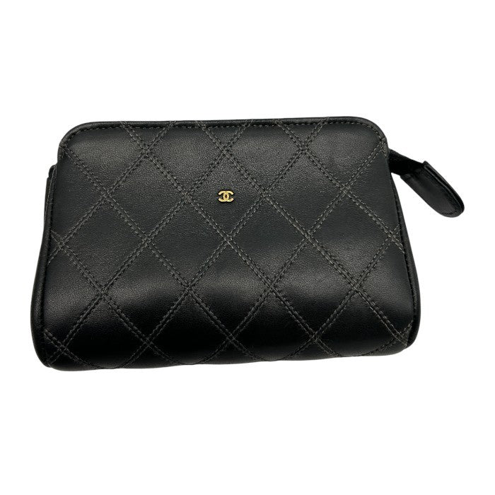 CHANEL シャネル ビコローレ ラムスキン ポーチ 羊革 キルティング ブランド レディース 中古 W1