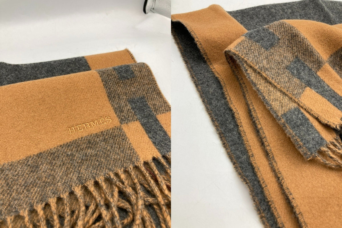 HERMES エルメス Hパッサン カシミヤマフラー 中古 D4