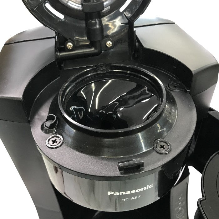パナソニック コーヒーメーカー 全自動 ミル付き 沸騰浄水機能 デカフェ豆コース搭載 670ml ブラック NC-A57 中古 Y1