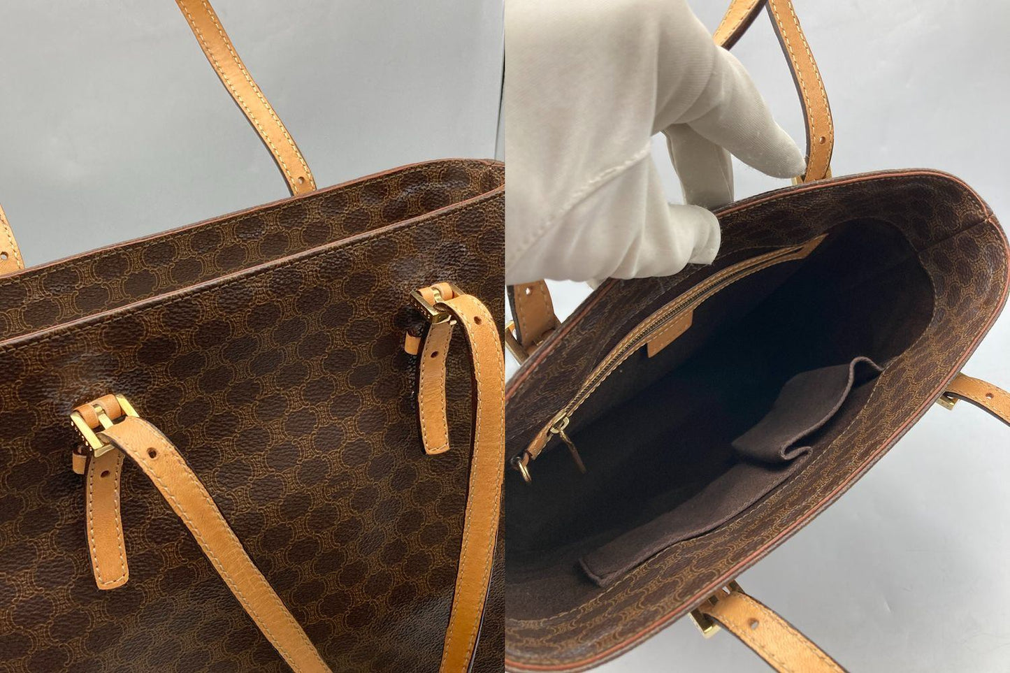 CELINE セリーヌ マカダム トートバッグ PVC×レザー 中古 D4