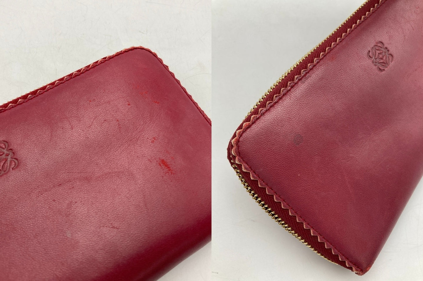 LOEWE ロエベ レザー ラウンドファスナー長財布 レディース 中古 D4