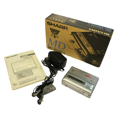 SHARP シャープ ポータブルMDレコーダー シルバー 録音/再生 スロットイン MD-MS100-S 中古 T1