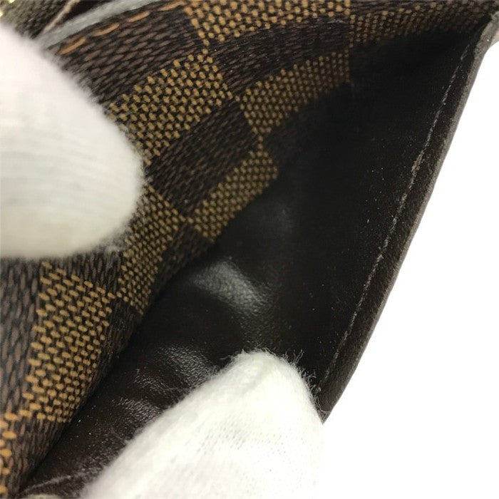 LOUIS VUITTON ルイヴィトン ダミエ ポシェット ポルト モネ クレディ 長財布 二つ折り カード6枚 ブラウン N61724 中古 T1