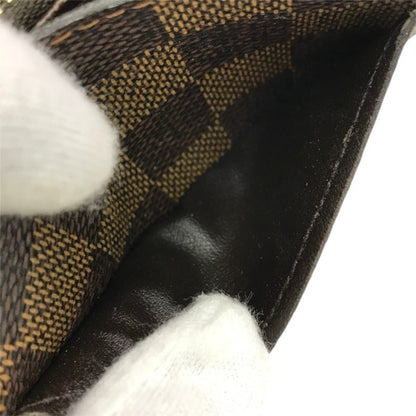 LOUIS VUITTON ルイヴィトン ダミエ ポシェット ポルト モネ クレディ 長財布 二つ折り カード6枚 ブラウン N61724 中古 T1