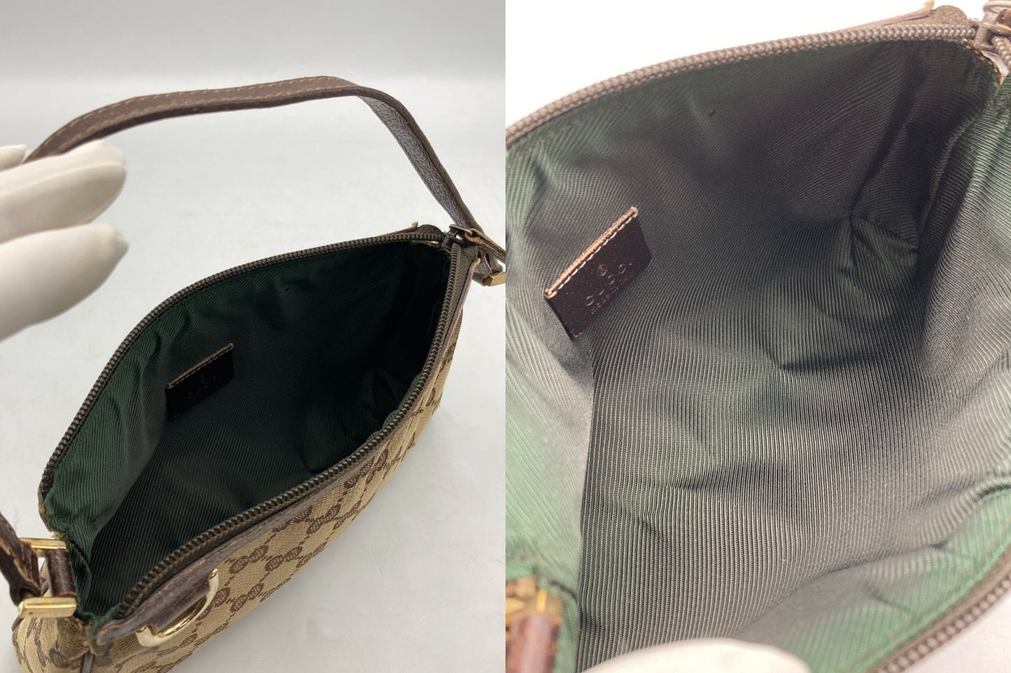 GUCCI グッチ GGキャンバス ハンドバッグ アクセサリーポーチ ブラウン 145750 中古 D4