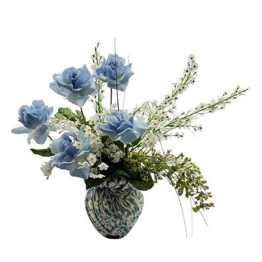 Emilio Rolla エミリオローラ 造花 オブジェクト インテリア フラワー おしゃれ 青い 薔薇 バラ 中古 W４