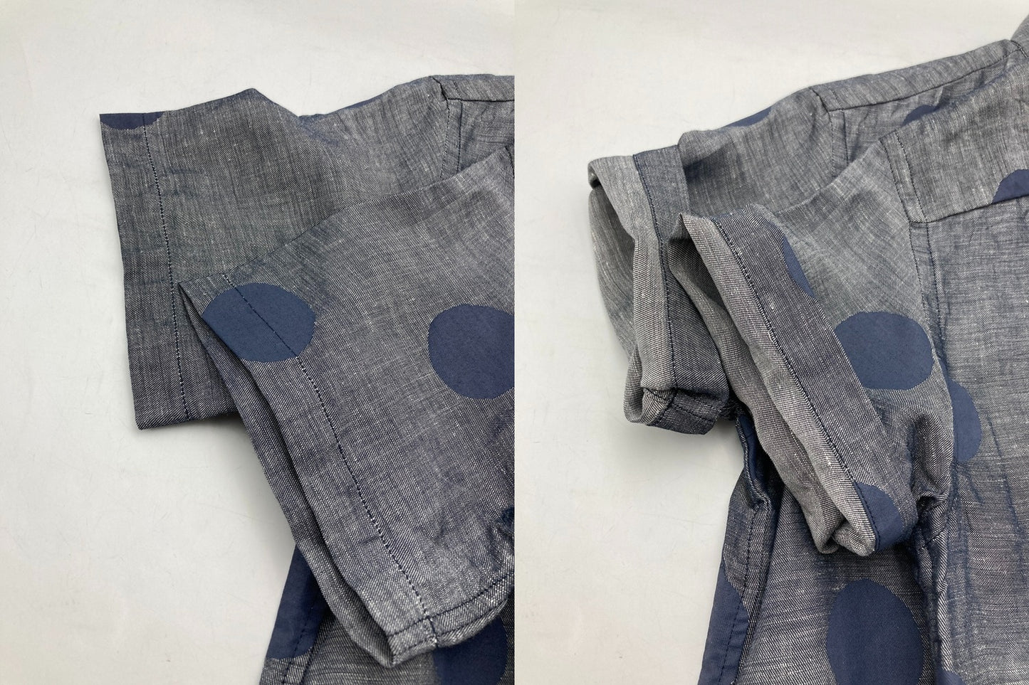 SOU・SOU ソウソウ 京型友禅染 麻混 バンドカラーシャツ 水玉 サイズSS 中古 D4