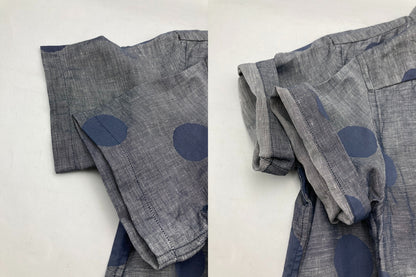 SOU・SOU ソウソウ 京型友禅染 麻混 バンドカラーシャツ 水玉 サイズSS 中古 D4