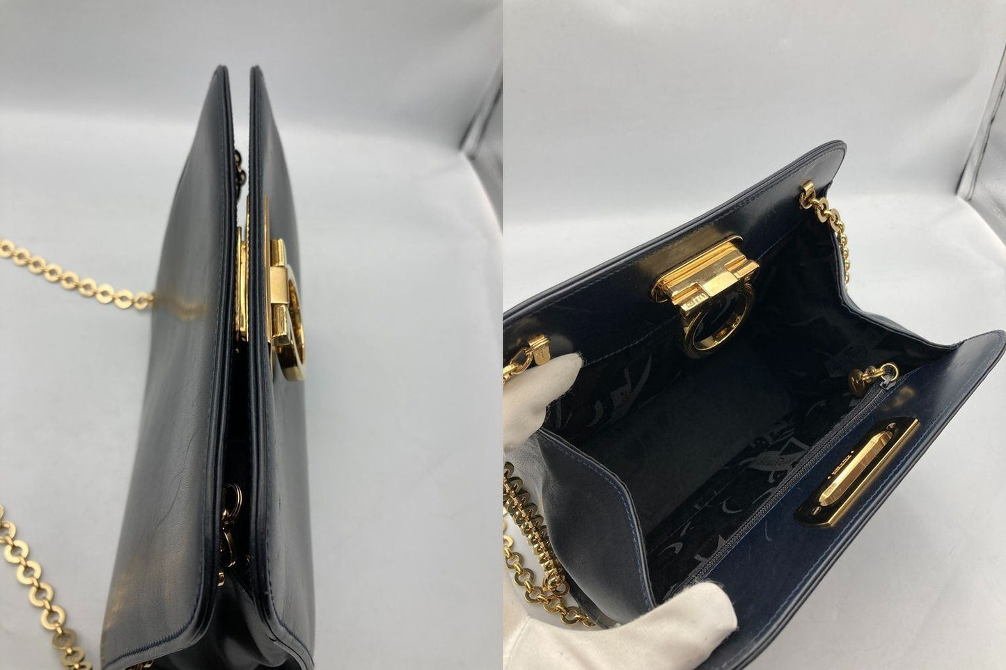 Salvatore Ferragamo サルヴァトーレフェラガモ ガンチーニ チェーン ショルダーバッグ 中古 D4