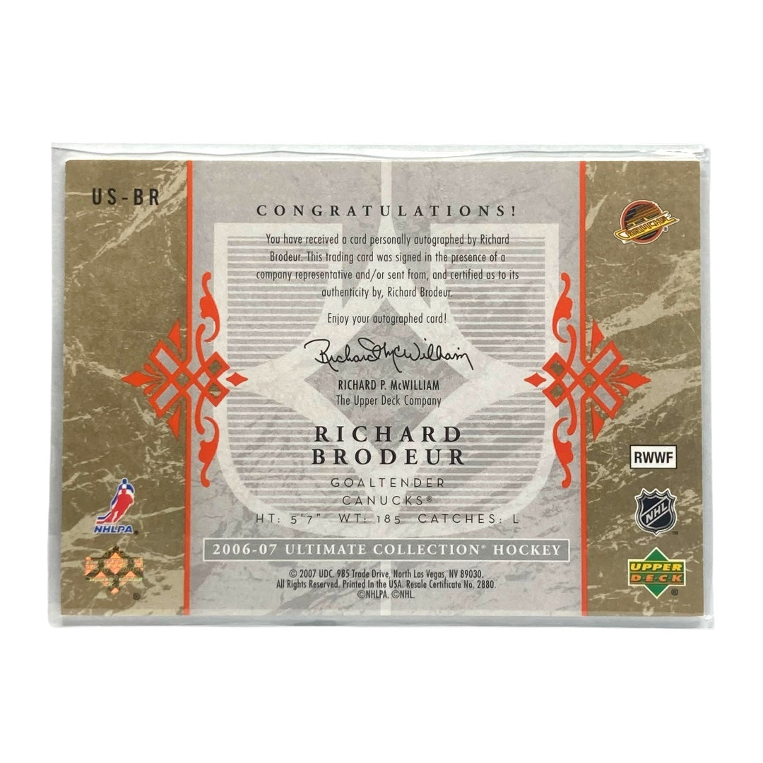 UPPER DECK NHLカード ULTIMATE COLLECTION RICHARD BRODEUR CANUCKS #US-BR 中古 IT2