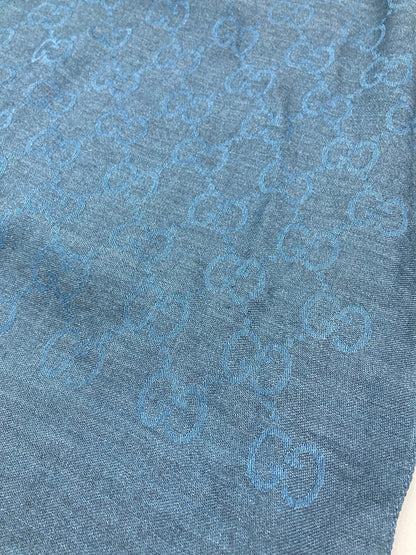 GUCCI グッチ GG柄 シルク混 ストール ネイビー 中古 D4