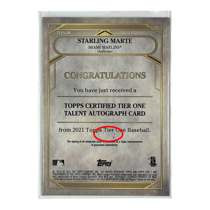 TOPPS MLBカード TIER ONE STARLING MARTE MIAMI MARLINS /300 #T1TA-SM 中古 IT1