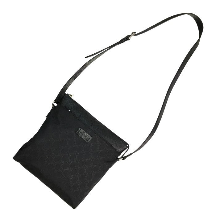 GUCCI グッチ ショルダーバッグ ユニセックス GG柄 ナイロン系/レザー 斜め掛け ブラック 510342 中古 T1