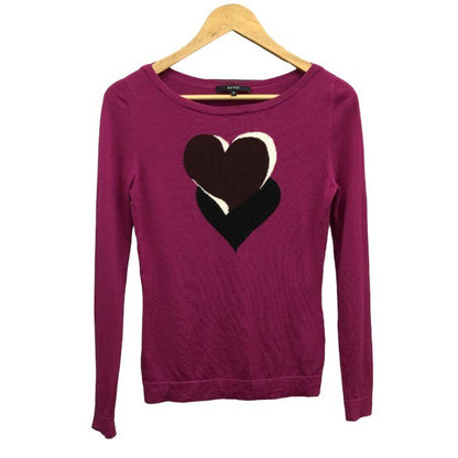 GUCCI グッチ ニット トップス レディース 長袖 ニット 薄手 ハート柄 ピンク系 Sサイズ セーター ブランド 秋 冬 中古 KW1