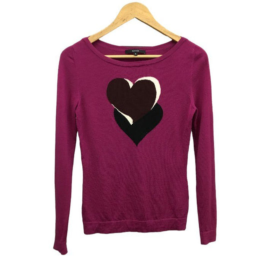 GUCCI グッチ ニット トップス レディース 長袖 ニット 薄手 ハート柄 ピンク系 Sサイズ セーター ブランド 秋 冬 中古 KW1
