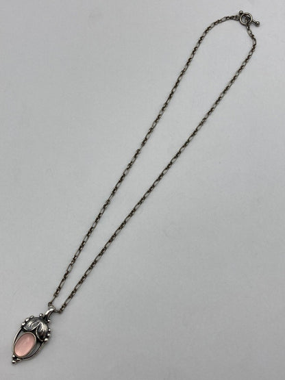 GEORG JENSEN ジョージジェンセン 2003年 ヘリテージ イヤーネックレス SV925 ローズクォーツ 中古 D4