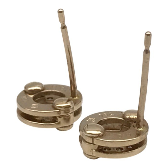俄 NIWAKA K18PG/ダイヤモンド0.03ct ピアス レディース 両耳 2個セット スタッド ラウンド リング ピンクゴールド 中古 T1
