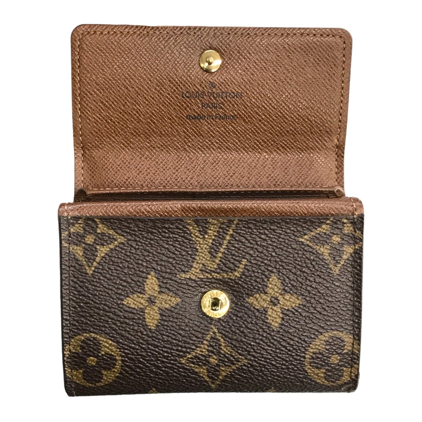 LOUIS VUITTON ルイヴィトン モノグラム ポルトモネ プラ コインケース ユニセックス ボタン開閉 小銭入れ ブラウン M61930 中古 T1