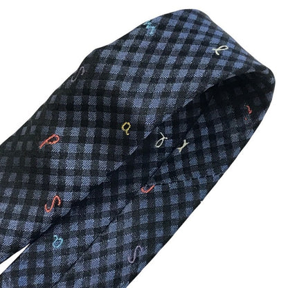 Paul Smith ポールスミス ネクタイ メンズ シルク チェック柄 アルファベット カジュアル レギュラー ネイビー 中古 T1