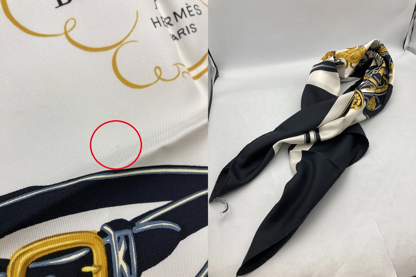 HERMES エルメス カレ90 BRIDES de GALA 式典用馬勒 スカーフ 中古 D4