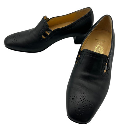 GINZA Yoshinoya 銀座ヨシノヤ レザー パンプス 20.5cm 67402-VG 本革 レディース 小さめ ブラック 靴 シューズ 中古 W４