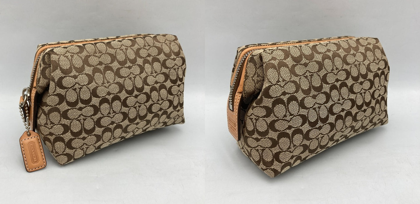 COACH コーチ ミニシグネチャー コスメポーチ 中古 D4