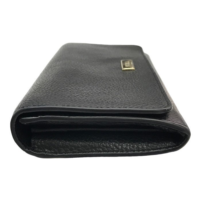 FURLA フルラ RITZY 長財布 レディース シボレザー 二つ折り フラップ ホック ネロ/ブラック PU35RZY 中古 T1