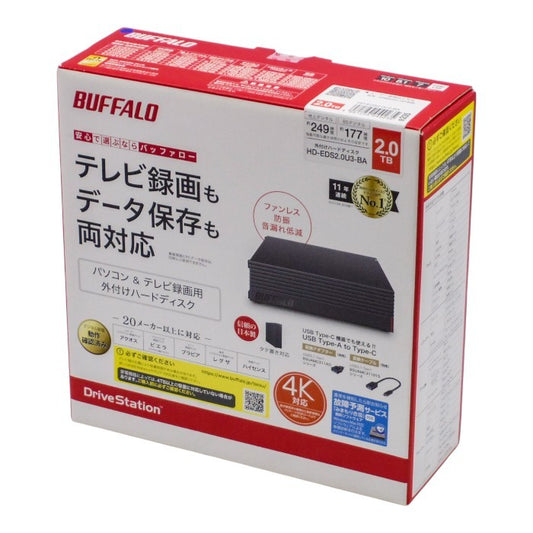 未開封品 バッファロー パソコン＆テレビ録画用外付けハードディスク 2.0TBUSB3.1(Gen1)/USB3.0用 外付けHDD BUFFALO HD-EDS-Aシリーズ HD-EDS2.0U3-BA 中古 a1