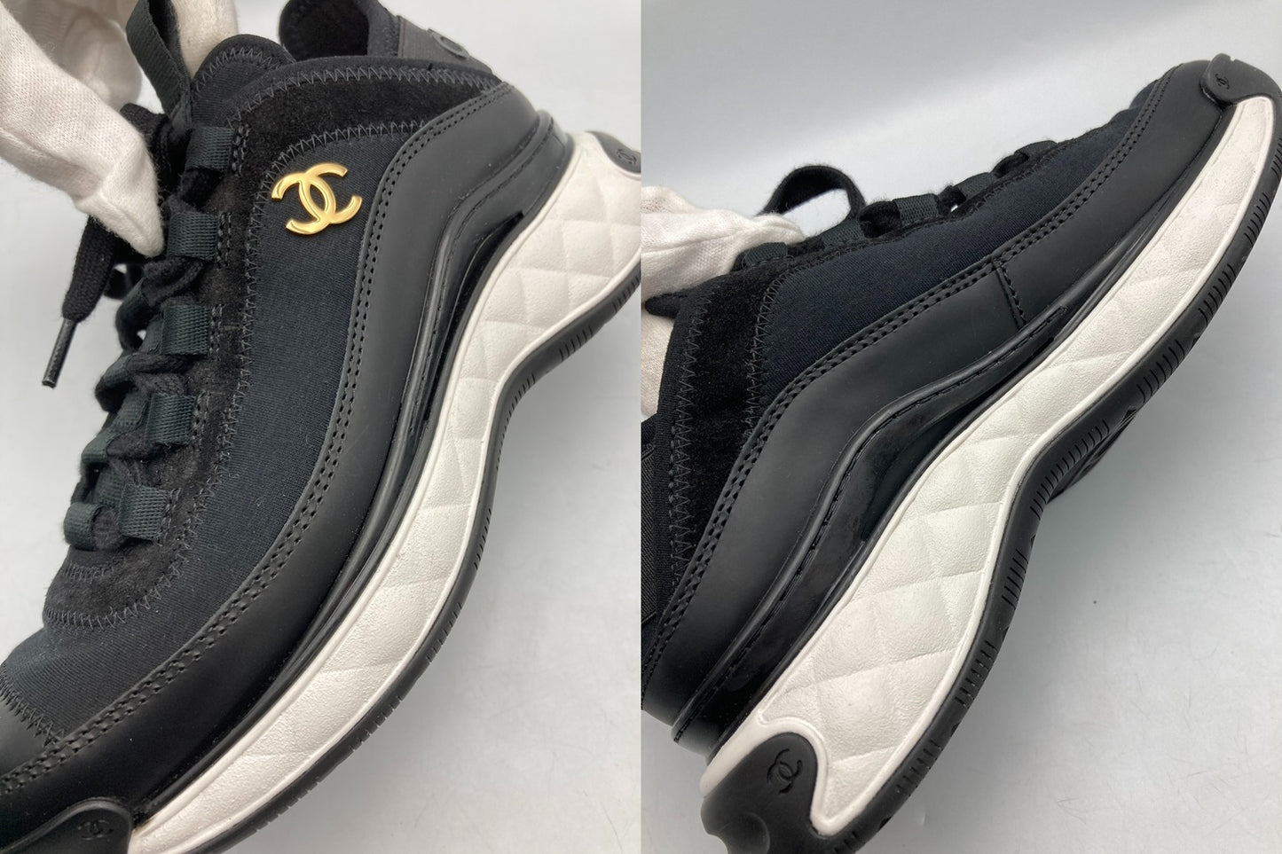 CHANEL シャネル ココマーク ベルベットカーフスキン スニーカー G35617 サイズ35 レディース 中古 D4