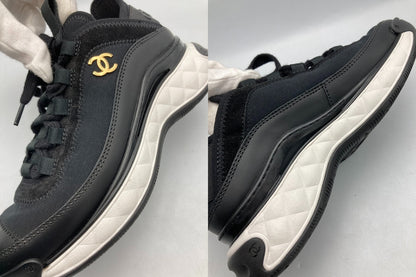CHANEL シャネル ココマーク ベルベットカーフスキン スニーカー G35617 サイズ35 レディース 中古 D4
