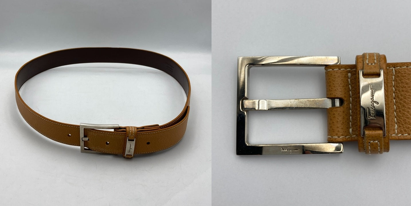 Salvatore Ferragamo サルヴァトーレフェラガモ スクエア バックルベルト 中古 D4