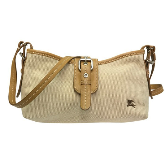 BURBERRY BLUE LABEL バーバリー ブルーレーベル ショルダーバッグ レディース コットン/レザー キャンバス 斜め掛け チェック柄 ベージュ ZA428-502-41 中古 T1