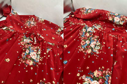 PINK HOUSE ピンクハウス リボン 花柄 ワンピース 半袖 中古 D4