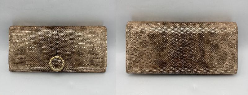 BVLGARI ブルガリ・ブルガリ メタリック カルングスキン ラージウォレット 長財布 中古 D4