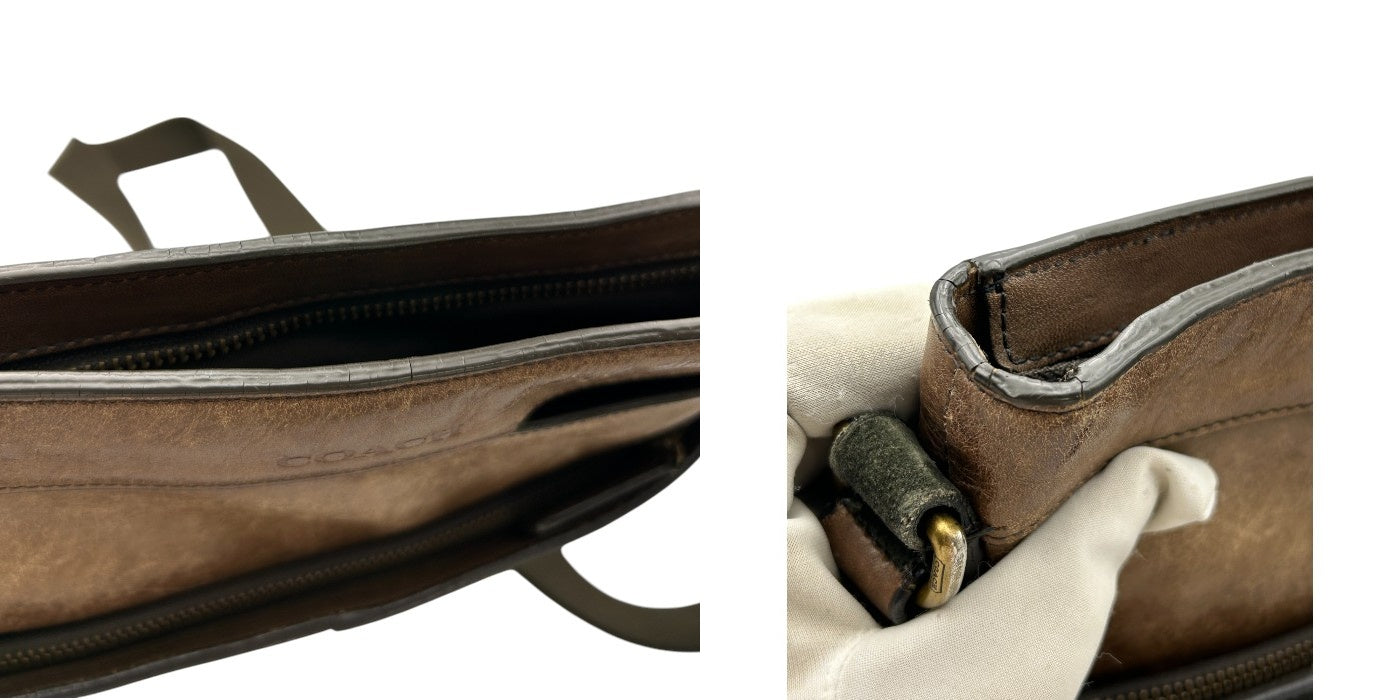 COACH コーチ ブリーカー レザー スウェード クロスボディ ショルダーバッグ 71096 ユニセックス ブラウン 本革 鞄 ブランド  中古 W４