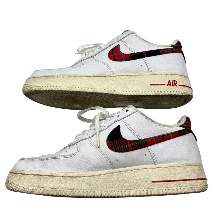 NIKE ナイキ エアフォース1 スニーカー メンズ ホワイト/レッドチェック 27cm DV0789 100 靴 シューズ かっこいい おしゃれ 中古 W1