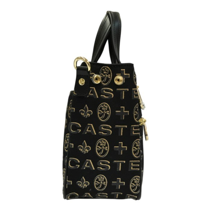 CASTELBAJAC カステルバジャック シテ ミニトートバッグ レディース 2way ショルダーバッグ 立体ロゴ シャイニー ブラック/ゴールド 089551 中古 T1
